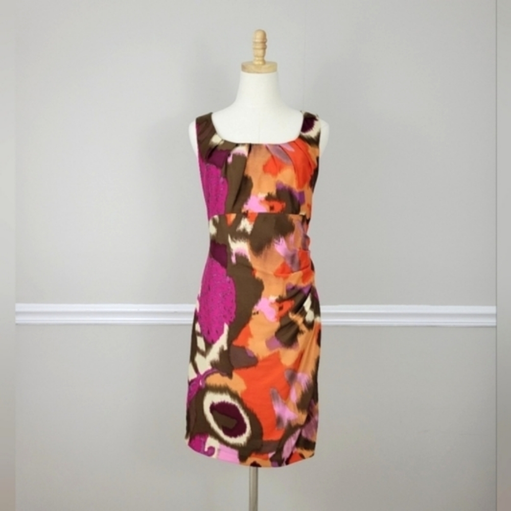 TRIBAL Sheath Square Neck Sleeveless Kaleidoscope Fit Flare Dress Size 4
